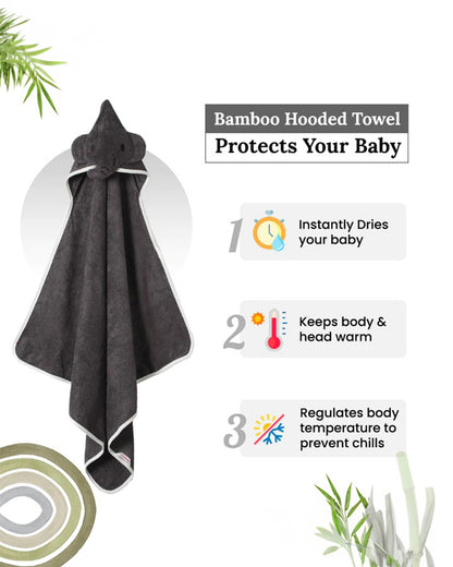 Healofy Naturals Baby Hooded Bath Towel-100% Organic Bamboo Cotton-Baby Elephant