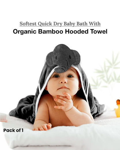 Healofy Naturals Baby Hooded Bath Towel-100% Organic Bamboo Cotton-Baby Elephant