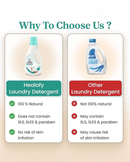 Healofy Naturals Baby Safe Natural Laundry Detergent-Removes Tough Stains-Paraben & SLS Free-Infant Safe