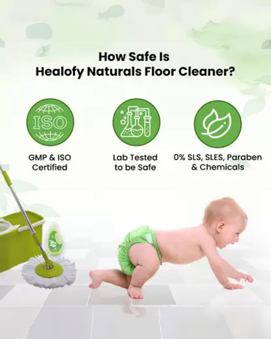 Healofy Baby Safe Floor Cleaner-With Plant Based Ingredients-Lab Tested Safe For Lungs & Eyes