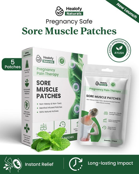 Healofy Naturals Sore Muscle Patch-Pregnancy Pain Relief Therapy-Count-5 Patches