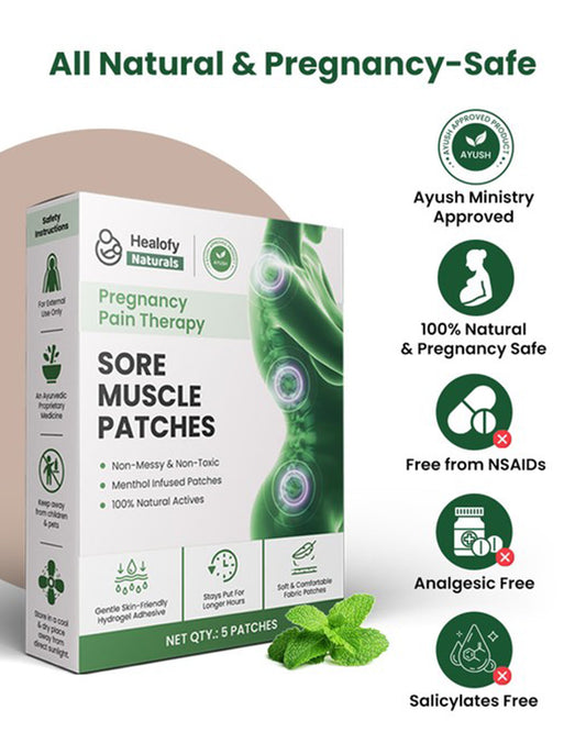 Healofy Naturals Sore Muscle Patch-Pregnancy Pain Relief Therapy-Count-5 Patches