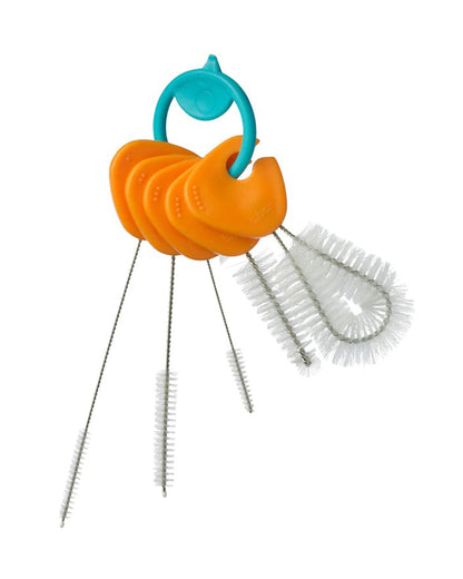 b.box Cleaning Brush Set-Set of 5-With Handy Ring-Orange