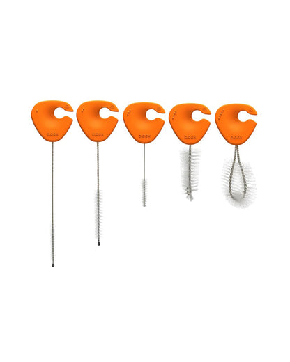 b.box Cleaning Brush Set-Set of 5-With Handy Ring-Orange