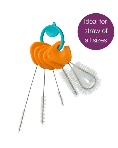 b.box Cleaning Brush Set-Set of 5-With Handy Ring-Orange