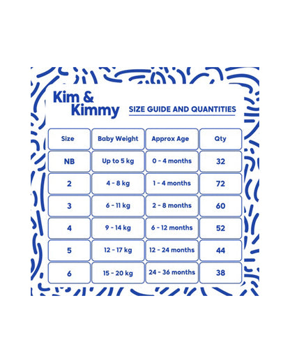 Kim & Kimmy Zebra Taped Diapers-NB (Upto 5Kg)-With Wetness Indicator