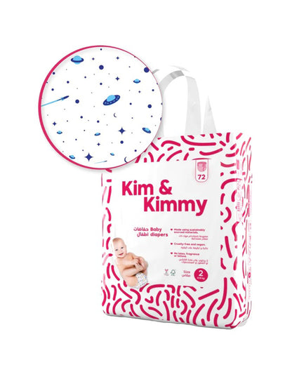 Kim & Kimmy Space Travel Taped Diapers-Size 2 (4-8Kg)-With Wetness Indicator