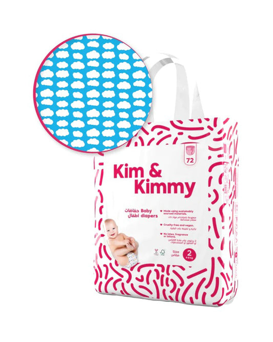 Kim & Kimmy Little Clouds Taped Diapers-Size 2 (4-8Kg)-With Wetness Indicator