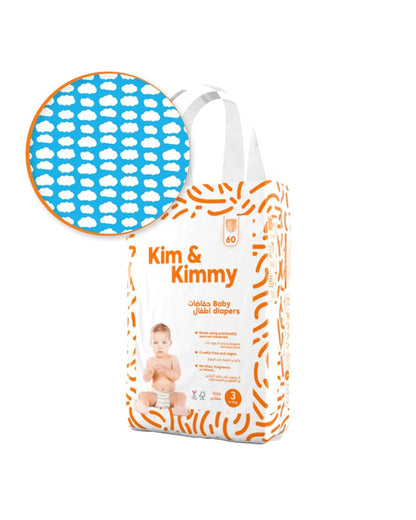 Kim & Kimmy Little Clouds Taped Diapers-Size 3 (6-11Kg)-With Wetness Indicator