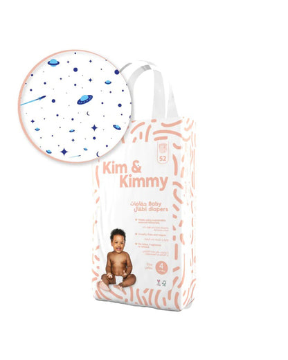 Kim & Kimmy Space Travel Taped Diapers-Size 4 (9-14Kg)-With Wetness Indicator