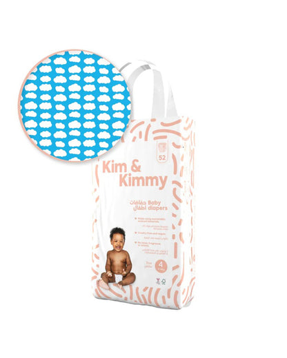 Kim & Kimmy Little Clouds Taped Diapers-Size 4 (9-14Kg)-With Wetness Indicator