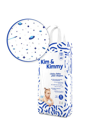 Kim & Kimmy Space Travel Taped Diapers-Size 5 (12-17Kg)-With Wetness Indicator