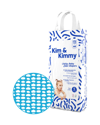 Kim & Kimmy Little Clouds Taped Diapers-Size 5 (12-17Kg)-With Wetness Indicator