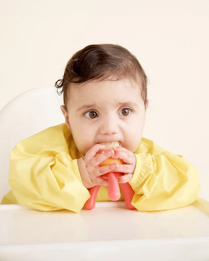 b.box Silicone Fresh Food Feeder-Strawberry Shake Pink Orange-With Unique Tripod Design & Click Lock Ring-For Infants