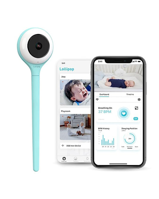 Lollipop Smart Baby Monitor with Flexible design-Contactless Breathing Monitoring, Sleep Tracking & Noise Detection-Turquoise