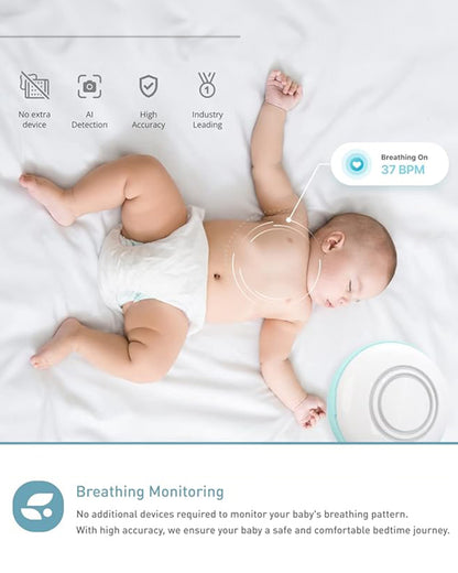 Lollipop Smart Baby Monitor with Flexible design-Contactless Breathing Monitoring, Sleep Tracking & Noise Detection(Turquoise)