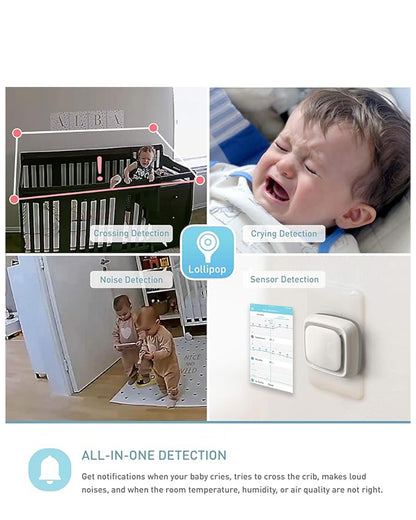 Lollipop Smart Baby Monitor with Flexible design-Contactless Breathing Monitoring, Sleep Tracking & Noise Detection(Turquoise)