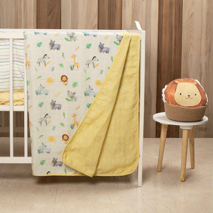 Tiny Snooze Into The Wild Baby Bedding Set-GOTS Certified Organic Cotton-Pack of 4-Mini Cot Gift Set For Infants