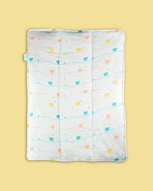 Tiny Snooze Organic Changing Mat & Bed Protector-With Antibacterial & Hypoallergenic Filling-Hearts