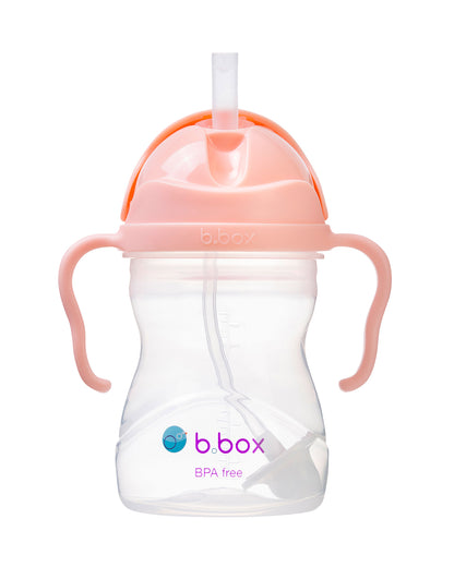 b.box Any Angle Weighted Straw Sippy Cup-With Flip Top Lid-Tutti Frutti Pink