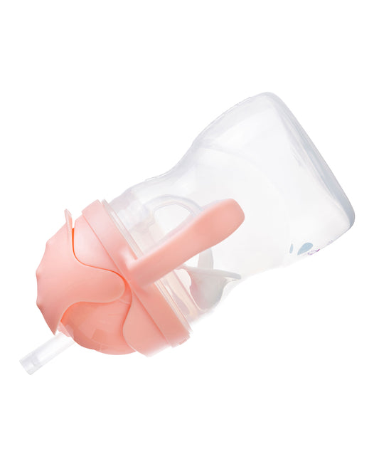 b.box Any Angle Weighted Straw Sippy Cup-With Flip Top Lid-Tutti Frutti Pink