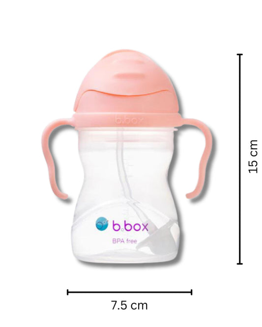 b.box Any Angle Weighted Straw Sippy Cup-With Flip Top Lid-Tutti Frutti Pink