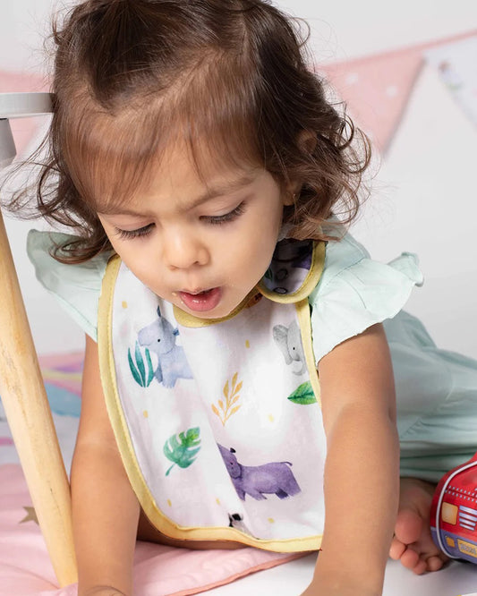 Tiny Snooze Organic Muslin Classic Bibs-Into The Wild-Reversible-With Snap Button-Pack of 2-For Infants