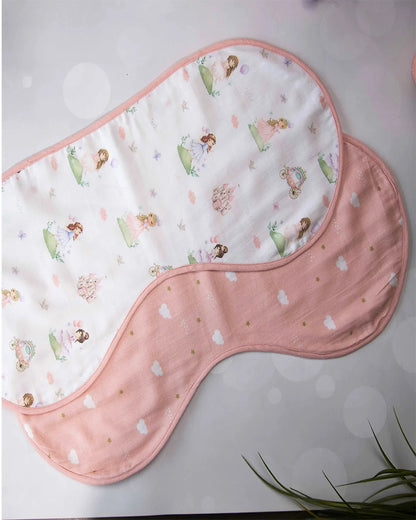Tiny Snooze Organic Cotton Muslin-Burp Cloths & Wash Cloths Combo Set-Fairytale-For Infants