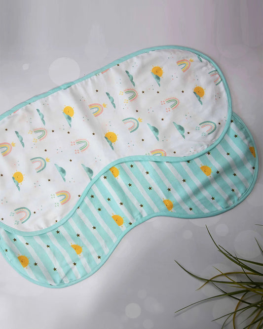 Tiny Snooze Organic Cotton Muslin Reversible Burp Cloth-Horizon-Set of 2-For Infants