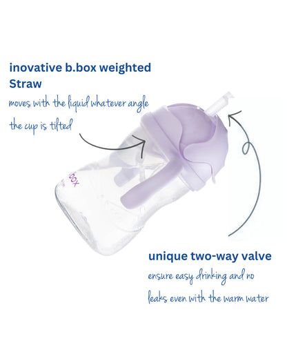 b.box Any Angle Weighted Straw Sippy Cup-With Flip Top Lid-Boysenberry Purple