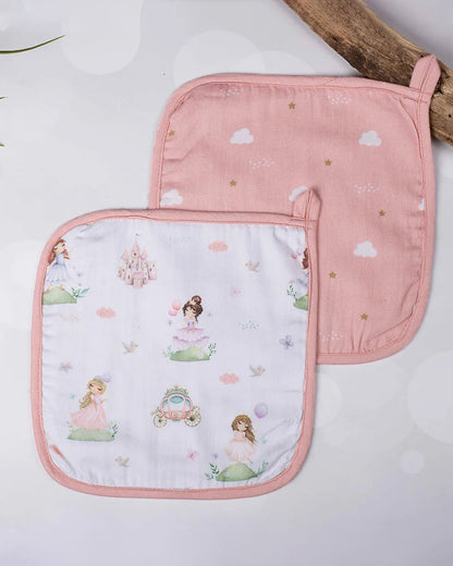 Tiny Snooze Organic Cotton Muslin-Burp Cloths & Wash Cloths Combo Set-Fairytale-For Infants