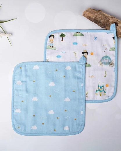 Tiny Snooze Organic Cotton Muslin-Burp Cloths & Wash Cloths Combo Set-The Little Prince-For Infants