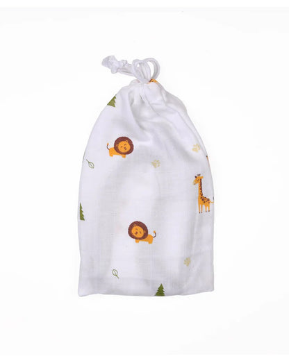 Kicks & Crawl 100% Organic Cotton Round Bib-With Snap Button-Forest Friends-Pack of 2-For Infants