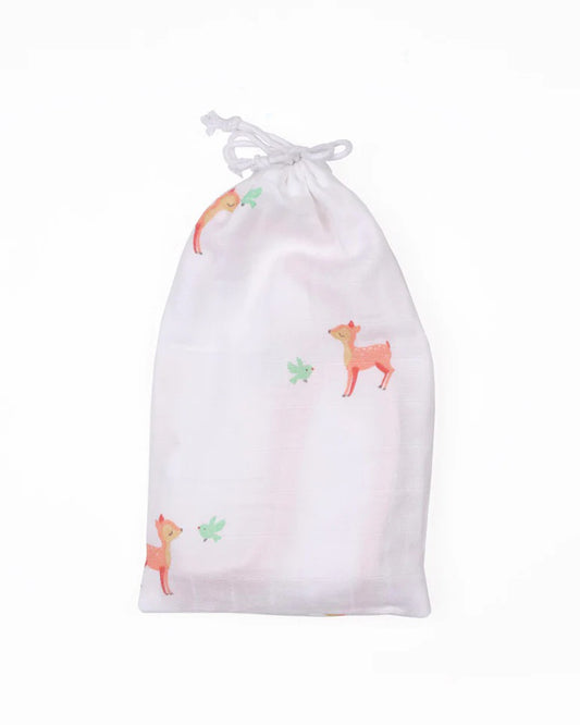 Kicks & Crawl 100% Organic Cotton Round Bib-With Snap Button-Baby Deers-Pack of 2-For Infants