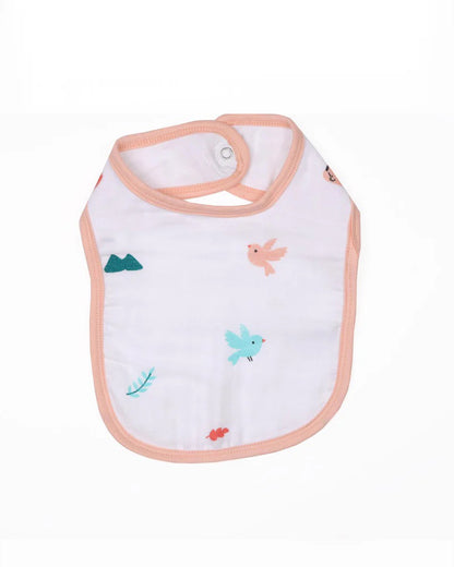 Kicks & Crawl 100% Organic Cotton Round Bib-With Snap Button-Cute Bunny-Pack of 2-For Infants