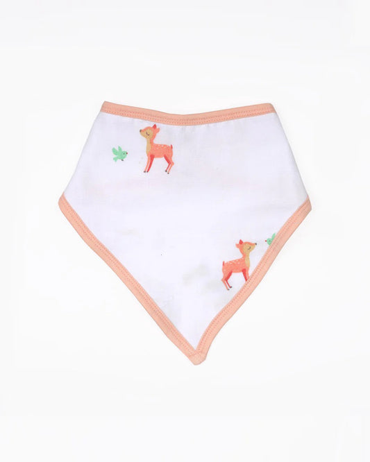 Kicks & Crawl 100% Organic Cotton Bandana Bib-With Snap Button-Baby Deers-Pack of 2-For Infants