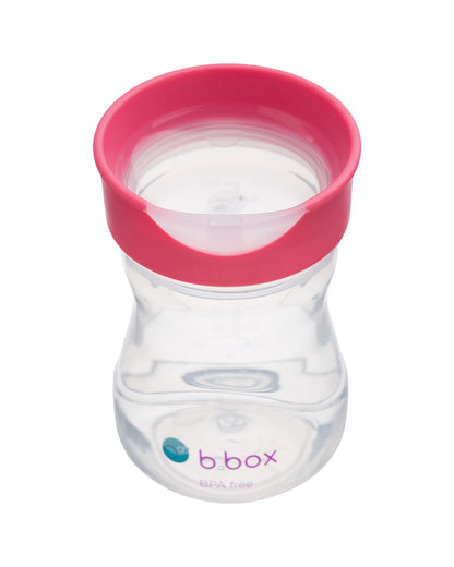 b.box Training Cup-Raspberry Pink-With Silicone Sleeve-Easy Flow-For Infants