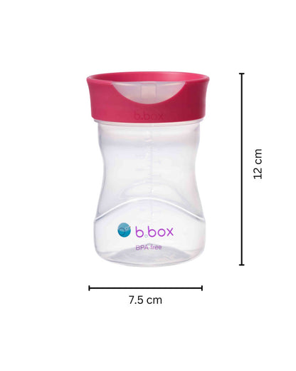 b.box Training Cup-Raspberry Pink-With Silicone Sleeve-Easy Flow-For Infants