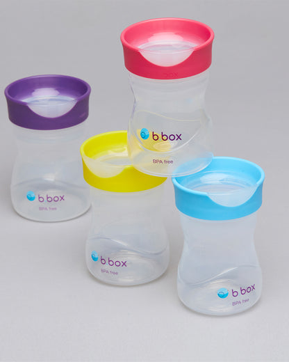 b.box Training Cup-Raspberry Pink-With Silicone Sleeve-Easy Flow-For Infants