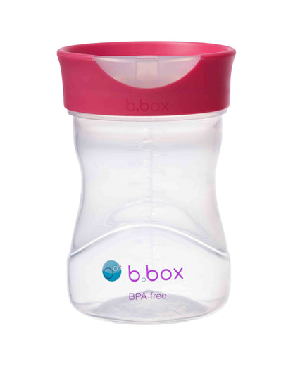 b.box Training Cup-Raspberry Pink-With Silicone Sleeve-Easy Flow-For Infants