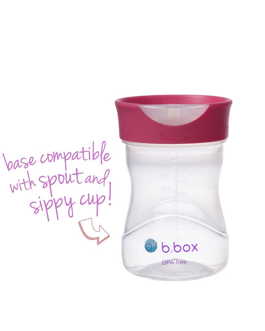 b.box Training Cup-Raspberry Pink-With Silicone Sleeve-Easy Flow-For Infants