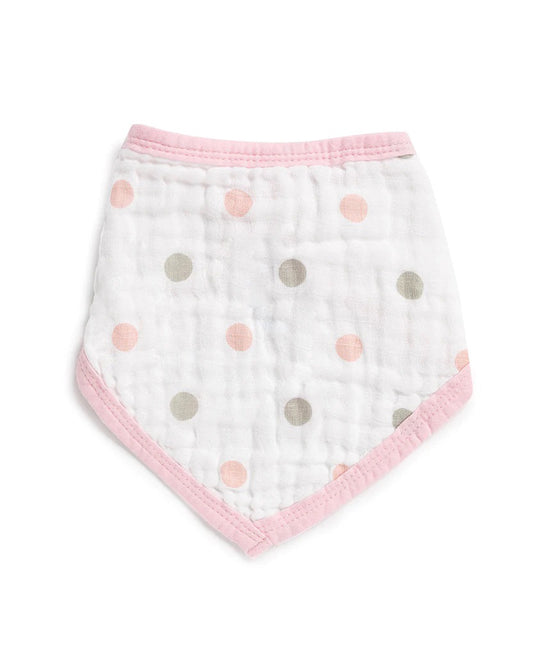 Kicks & Crawl 100% Cotton Muslin Bandana Bib-Snap Button-Pink Hearts-Pack of 3-For Infants