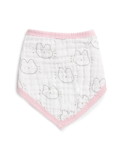 Kicks & Crawl 100% Cotton Muslin Bandana Bib-Snap Button-Pink Hearts-Pack of 3-For Infants