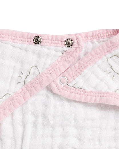 Kicks & Crawl 100% Cotton Muslin Bandana Bib-Snap Button-Pink Hearts-Pack of 3-For Infants