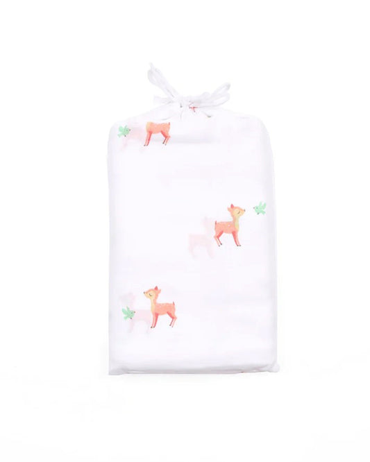 Kicks & Crawl Reversible Pink Deer Baby Blanket-GOTS Certified Organic Cotton-For Infants