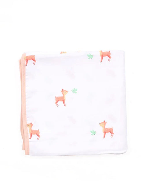 Kicks & Crawl Reversible Pink Deer Baby Blanket-GOTS Certified Organic Cotton-For Infants