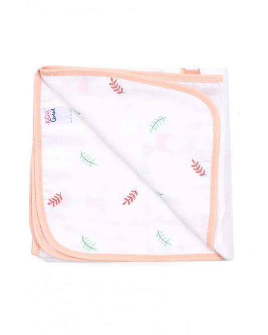 Kicks & Crawl Reversible Pink Deer Baby Blanket-GOTS Certified Organic Cotton-For Infants