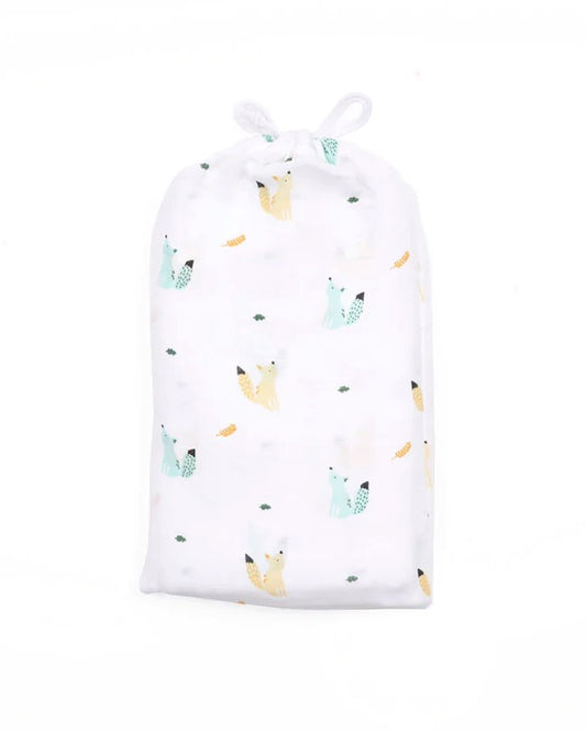 Kicks & Crawl Reversible Friendly Squirrel Baby Blanket-GOTS Certified Organic Cotton-For Infants