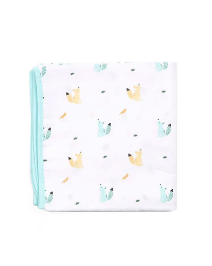 Kicks & Crawl Reversible Friendly Squirrel Baby Blanket-GOTS Certified Organic Cotton-For Infants