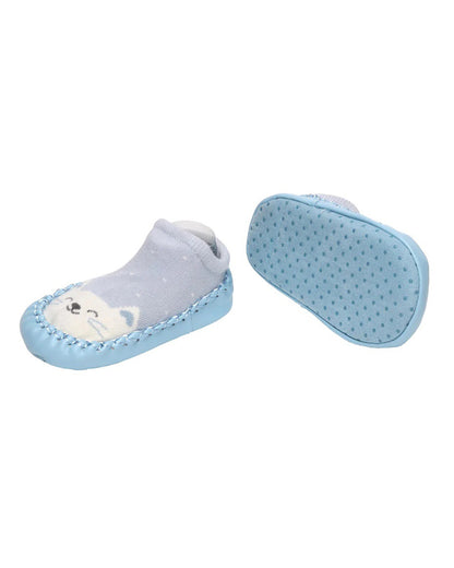 Kicks & Crawl Blue & Grey Smiling Shining Booties-Cotton & Polyester-Pack of 2-For Infants